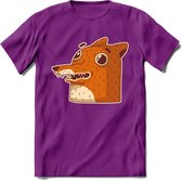 Friendly fox T-Shirt Grappig | Dieren vos Kleding Kado Heren / Dames | Animal Skateboard Cadeau shirt - Paars - XL