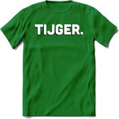 Tijger - Valentijn T-Shirt | Grappig Valentijnsdag Cadeautje voor Hem en Haar | Dames - Heren - Unisex | Kleding Cadeau | - Donker Groen - 3XL
