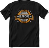 Premium Since 2006 T-Shirt | Goud - Zilver | Grappig Verjaardag Kleding Cadeau Shirt | Dames - Heren - Unisex Tshirt | - Zwart - XXL