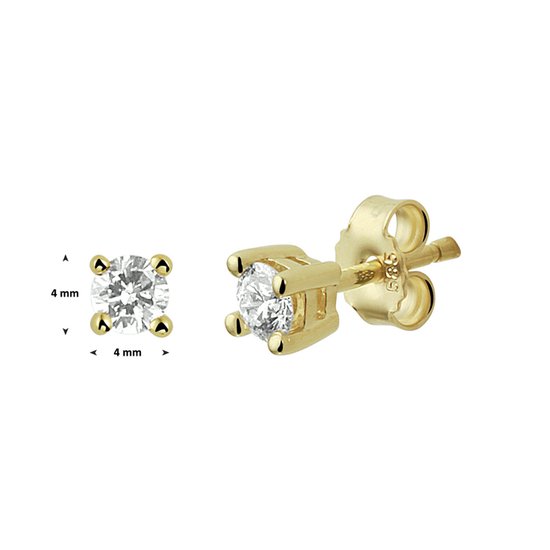 TFT Oorknoppen Diamant 0.40ct (2x0.20ct) H SI Geelgoud Glanzend 4 mm x 4 mm