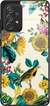 Casimoda® hoesje - Geschikt voor Samsung Galaxy A52 5G - Zonnebloemen / Bloemen - Luxe Hard Case Zwart - Backcover telefoonhoesje - Geel
