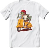 Casual scooter kikker T-Shirt Grappig | Dieren reptiel Kleding Kado Heren / Dames | Animal Skateboard Cadeau shirt - Wit - L