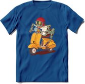 Casual scooter kikker T-Shirt Grappig | Dieren reptiel Kleding Kado Heren / Dames | Animal Skateboard Cadeau shirt - Donker Blauw - S