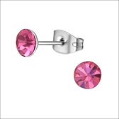 Aramat jewels ® - Oorbellen zweerknopjes roze zilverkleurig chirurgisch staal 5mm