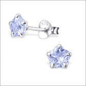 Aramat jewels ® - Oorbellen bloem lila 925 zilver zirkonia 5mm