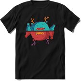 Casual monsters T-Shirt Grappig | Dieren Kleding Kado Heren / Dames | Animal Skateboard Cadeau shirt - Zwart - XL