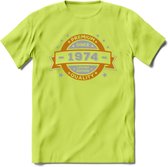 Premium Since 1974 T-Shirt | Goud - Zilver | Grappig Verjaardag Kleding Cadeau Shirt | Dames - Heren - Unisex Tshirt | - Groen - XXL