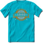 Premium Since 1940 T-Shirt | Goud - Zilver | Grappig Verjaardag Kleding Cadeau Shirt | Dames - Heren - Unisex Tshirt | - Blauw - M