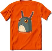 Konijn T-Shirt Grappig | Dieren konijnen Kleding Kado Heren / Dames | Animal Skateboard Cadeau shirt - Oranje - 3XL