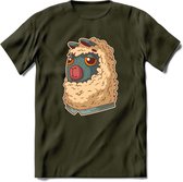 Casual lama T-Shirt Grappig | Dieren alpaca Kleding Kado Heren / Dames | Animal Skateboard Cadeau shirt - Leger Groen - XXL