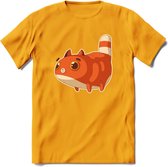Jagende kat T-Shirt Grappig | Dieren katten Kleding Kado Heren / Dames | Animal Skateboard Cadeau shirt - Geel - 3XL