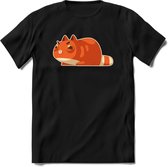 Schattige kat klaar voor aanval T-Shirt Grappig | Dieren katten Kleding Kado Heren / Dames | Animal Skateboard Cadeau shirt - Zwart - XL