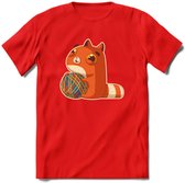 Kat en draad T-Shirt Grappig | Dieren katten Kleding Kado Heren / Dames | Animal Skateboard Cadeau shirt - Rood - L