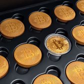 Bitcoin Chocolade Gift Set | 14 Bitcoin Chocolademunten van Goud | 150gr. | Metalen Bitcoin verzamelmunt | Bitcoin en Crypto Chocola