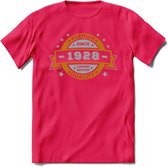 Premium Since 1928 T-Shirt | Goud - Zilver | Grappig Verjaardag Kleding Cadeau Shirt | Dames - Heren - Unisex Tshirt | - Roze - XL
