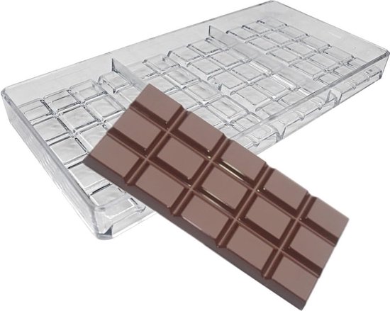 Plain Chocolade Bars Mallen Injectie Harde PC Candy Mould Bakken, Polycarbonaat Chocolade Mal, 4 Break Apart Chocolade Stuk Mallen, Plastic Clear Gebak Cake Cocolate Maker Bakvormen Pan