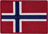 Norwegen-Flagge Bestickter Aufnaeher mit Haken- und Flauschbaender