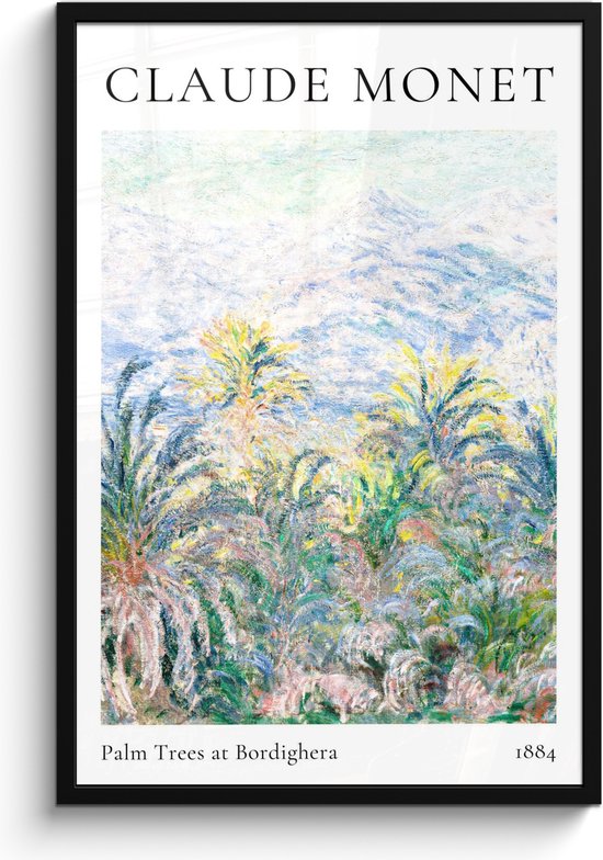 Fotolijst inclusief poster - Posterlijst 60x90 cm - Posters - Claude Monet - Palm Trees at Bordighera - Kunst - Oude meesters - Foto in lijst decoratie - Wanddecoratie woonkamer - Muurdecoratie slaapkamer
