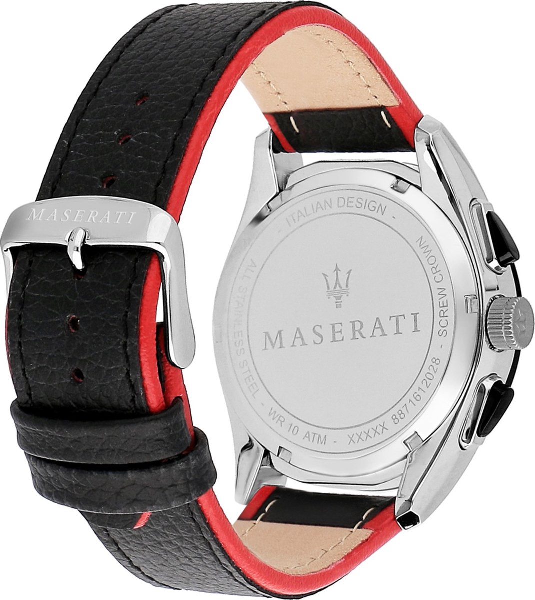Maserati - Heren Horloge Traguardo - Zwart-Rood - Ø 45mm