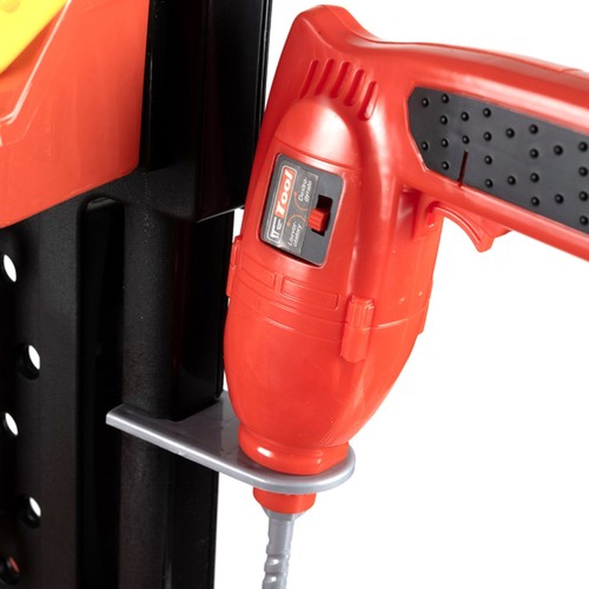 Playos® - Speelgoedwerkbank - Rood / Zwart - met Boormachine - Gereedschap - Klussen - Rollenspel Speelgoed - Educatief Speelgoed - Speelgoed Gereedschap - Werktafel - Werkbank -Bouwset — afbeelding 6