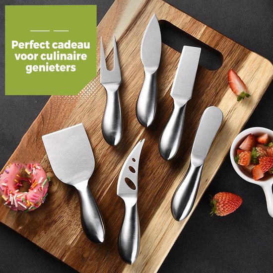 HI NATURE™ couteaux à fromage lot de 6 - Couteaux à fromage - couteau à fromage | Set de couteaux à fromage pour tous types de fromages - Couteau à tartiner - Passe au lave-vaisselle - Acier inoxydable - Argent