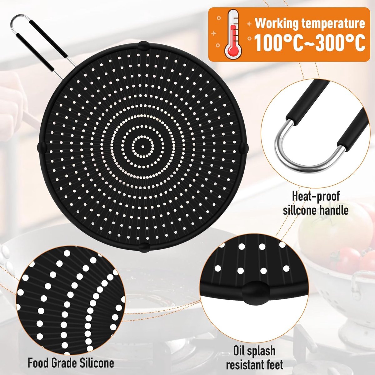Protège-éclaboussures En Silicone Pour Poêle - Réglable, Résiste à 230°C - Garde Ta Cuisine Propre