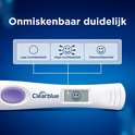 Clearblue digitale ovulatietest met "Lage vruchtbaarheid", "Hoge vruchtbaarheid" en "Piekvruchtbaarheid".