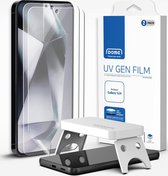 Protecteur d'écran Whitestone UV Gen adapté au Samsung Galaxy S24 | Feuille avec lampe UV | Case Friendly | Compatible avec les empreintes digitales | Deux paquets