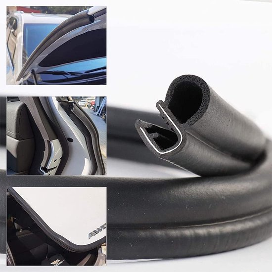 Joint De Porte Universel En Caoutchouc 6 M - Profilé En U Avec Clips Métalliques, Étanchéité Voiture/Bateau
