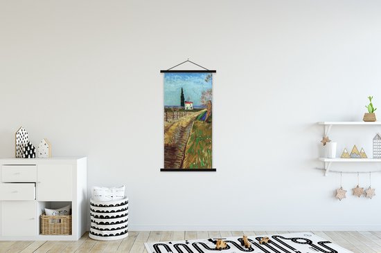 Affiche scolaire - Chemin dans un champ de saules - Vincent van Gogh - 60x120 cm - Lattes noires