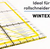 WINTEX Universele liniaal 15 cm x 30 cm, transparant, 2-kleurige druk met cmraster en hoekweergave in 30°/45°/60° - rolsnijliniaal, patchwork-liniaal, knutselliniaal, ideaal om te knutselen 15x30cm