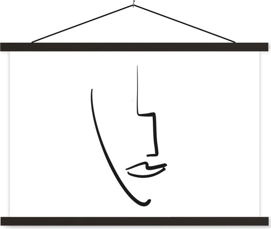 Porte-affiche avec affiche - Affiche scolaire - Visage - Femme - Abstrait - 60x40 cm - Lattes noires