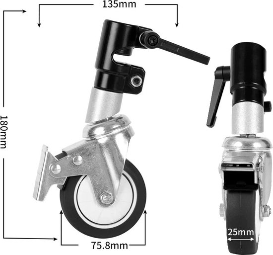 4,1 Cm Dia Plastique Roue En Métal Rotatif Assiette Plate Caster, Blanc