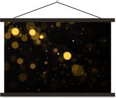 Posterhanger incl. Poster 60x40 cm - Schoolplaat - Goud - Abstract - Luxe - Zwart - Textielposter - Zwarte latten