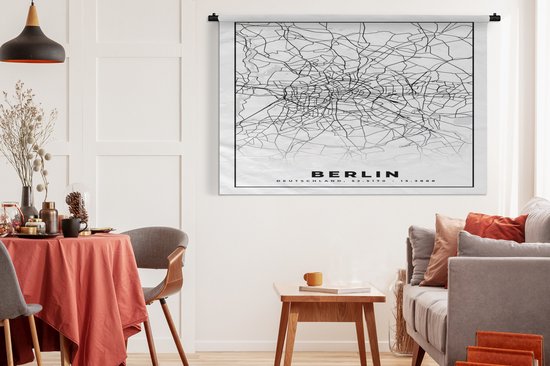 Tapisserie murale - Toile murale - Berlin - Carte - Plan de ville - 180x120 cm - Tapisserie