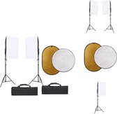 vidaXL Fotostudioset - Lampen - Softboxen - Statieven - LED-lampen en Reflectoren - 40x60 cm Softboxen - 90-208 cm Statieven - 5-in-1 en 2-in-1 Reflectoren - Draagtas incl - vidaXL - Fotostudio Set