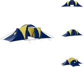 vidaXL Tente Groot Blauw/ Jaune - 590x400x185 cm - Convient pour 9 personnes - Matériau respirant - Sol en PE résistant à l'eau - Moustiquaire incluse - Tente