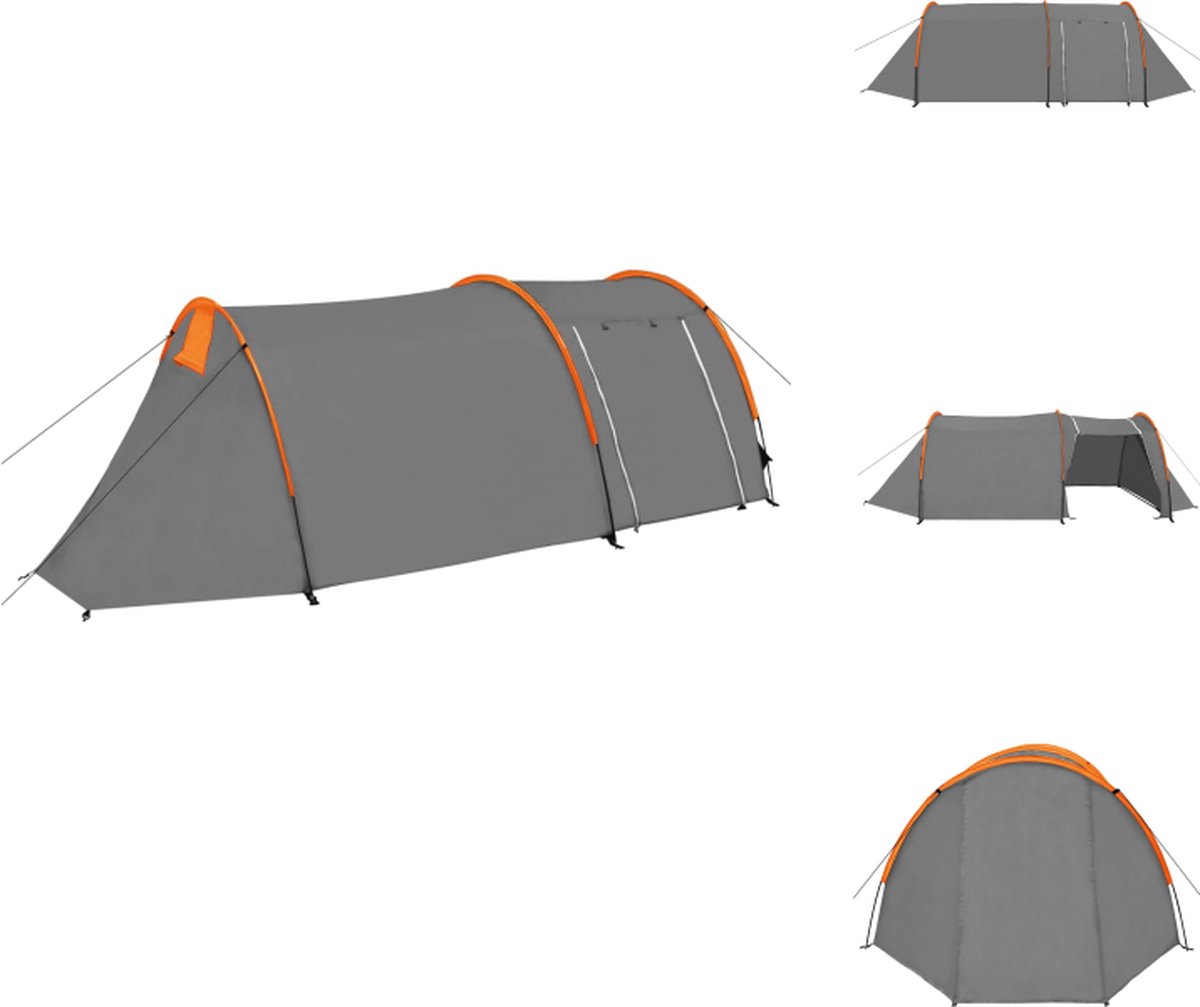 vidaXL Tent - Grijs/Oranje - 410 x 175 x 105 cm - Geschikt voor 4 Personen - Tent