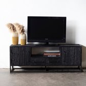 Tv Meubel Zwart - Mangohout - Metalen Frame - Pure Black M - Giga meubel
