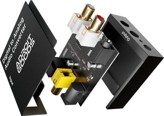 AdroitGoods Digitaal naar Analoog audioconverter - 192 kHz Audio Adapter voor Toslink naar RCA R/L - Met Optische Kabel en Voedings Adapter — afbeelding 4
