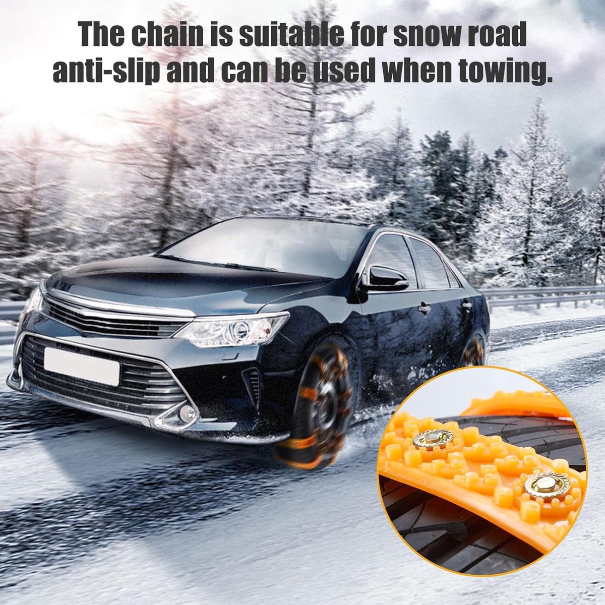 Ninonly Universele sneeuwkettingen voor auto, 8 stuks, anti-slip riem voor banden, veiligheid bandkettingen voor auto/SUV, bandbreedte 165 mm - 265 mm