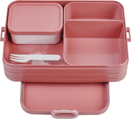 Lunchbox Take A break large - broodtrommel met vakken - geschikt voor maximaal 8 boterbrood - ideaal voor mealprep - 1500 ml - Vivid mauve