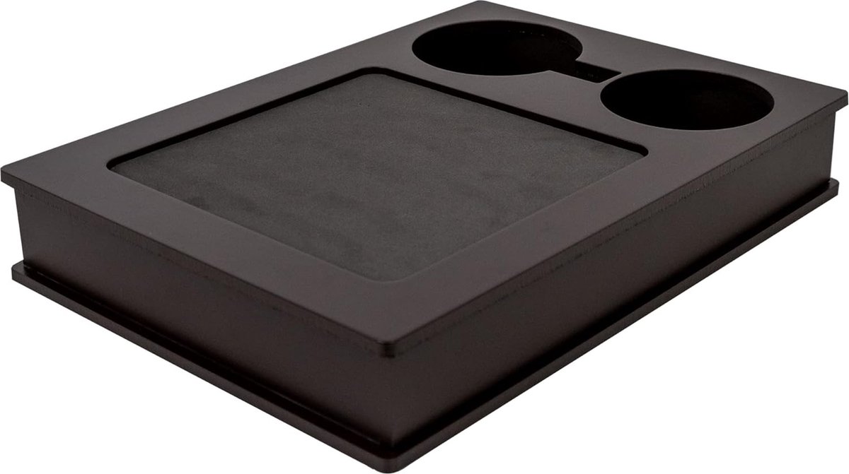 Bankblad voor bank, bank, bed, tv en schootblad om te dineren met antislipbasis en 2 bekerhouders. Afstandsbediening en mobiele telefoonhouder. Organisator voor armleuningen. (donker bruin)