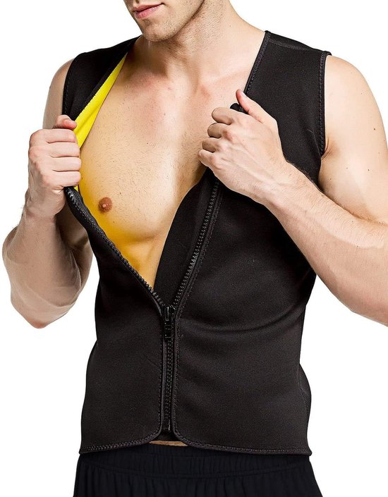 Zweet Vest voor Mannen Gewichtsverlies Neopreen Sauna Pak Body Shaper Hot Tank Top Metrits Buikvet Brander Afslanken Shapewear - XXL