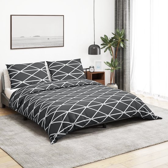 vidaXL - Dekbedovertrekset - 220x240 - cm - katoen - grijs van Vidaxl — afbeelding 2