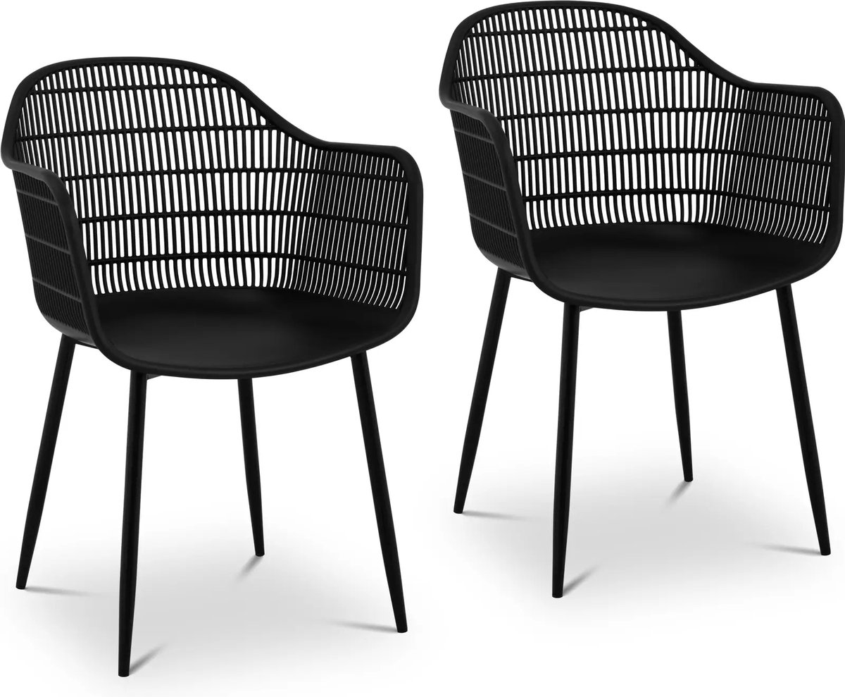 Stoel - set van 2 - tot 150 kg - zitting 45 x 44 cm - zwart - Fromm & Starck