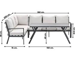 Sergio lounge dining set 3-delig - Links - Carbon black/Desert