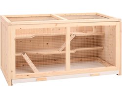 vidaXL - Hamsterkooi - 104x52x54 - cm - massief - vurenhout