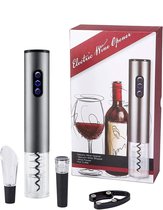Elektrische kurkentrekker - Kurkentrekker wijn - Wijn accesoires - Wijnopener - Met foliesnijder - Op batterijen - Grijs - Perfecte cadeau tip!