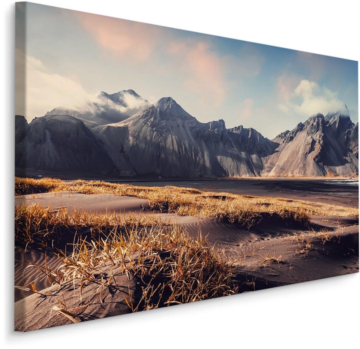 karo-art Schilderij - Vestrahorn Berg, IJsland, Premium Print Multikleur